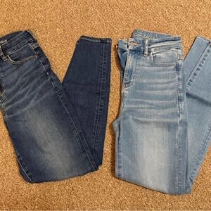 American Eagle Outfitters Women's Skinny Jeans - Dark and Light Blue